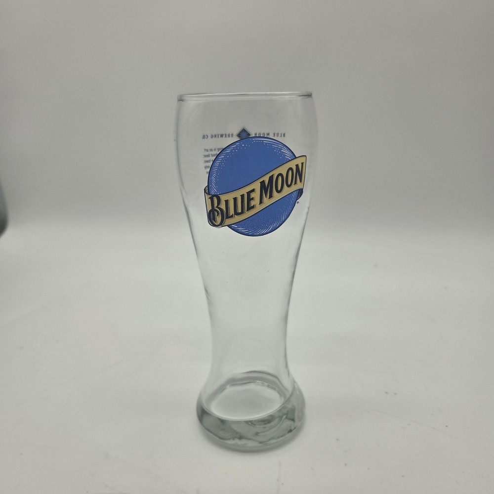Blue Moon 16 oz Pilsner Beer Glass 8" Tall Very Good Condition